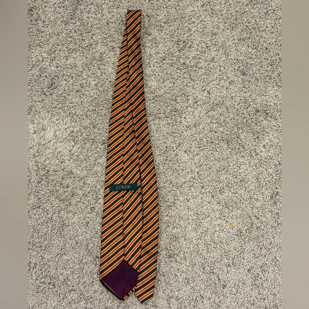 J. Crew Black and Orange Striped Silk Tie